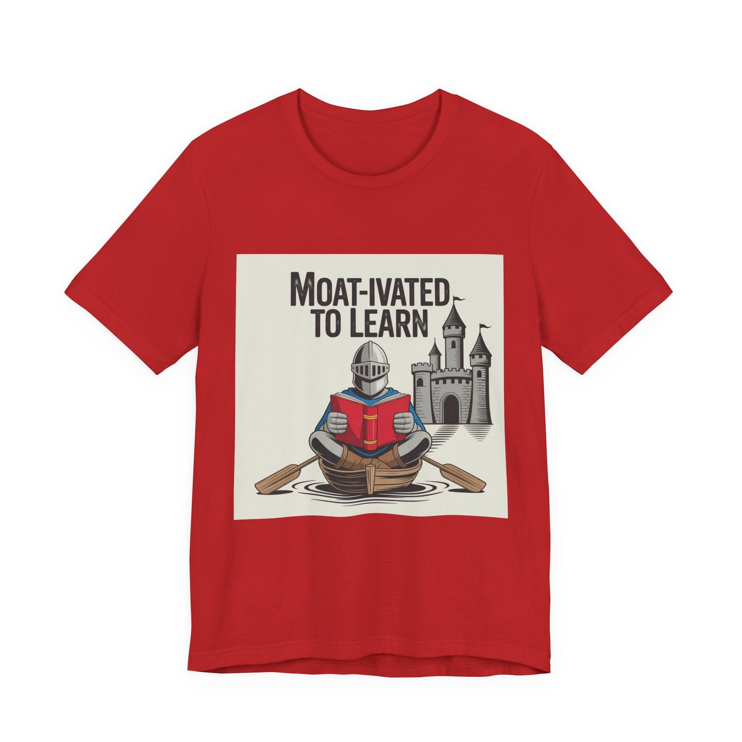 Moat-ivated to Learn Short Sleeve Tee, Funny Teacher Shirt, Educational Gift, Reading Apparel, Unique Classroom Tee
